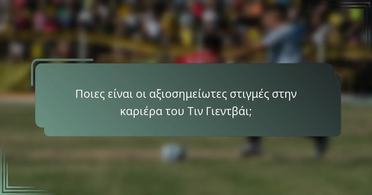 Ποιες είναι οι αξιοσημείωτες στιγμές στην καριέρα του Τιν Γιεντβάι;
