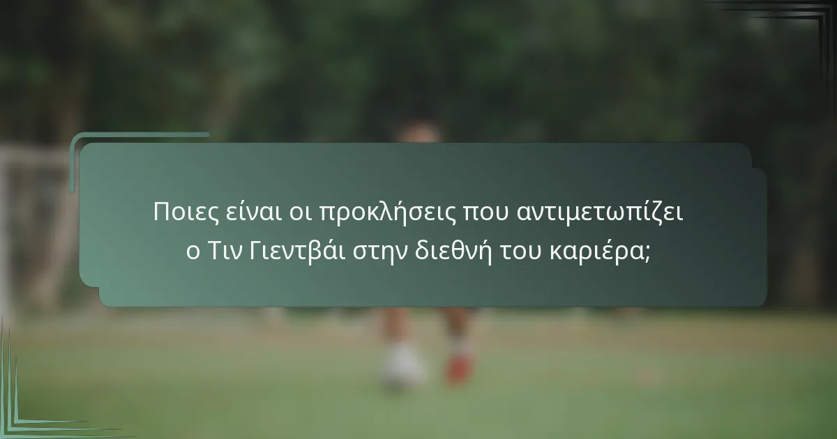 Ποιες είναι οι προκλήσεις που αντιμετωπίζει ο Τιν Γιεντβάι στην διεθνή του καριέρα;