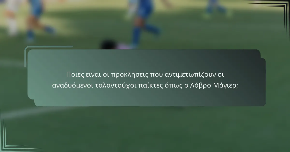 Ποιες είναι οι προκλήσεις που αντιμετωπίζουν οι αναδυόμενοι ταλαντούχοι παίκτες όπως ο Λόβρο Μάγιερ;