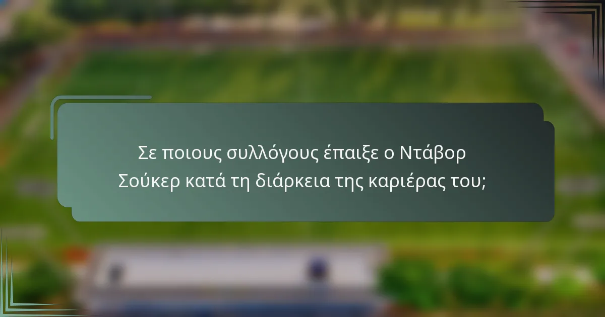 Σε ποιους συλλόγους έπαιξε ο Ντάβορ Σούκερ κατά τη διάρκεια της καριέρας του;